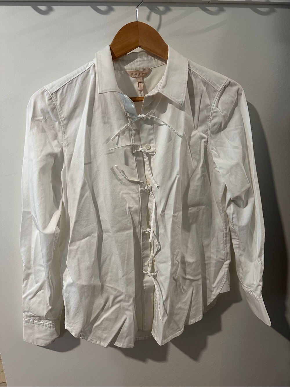 Rebecca Taylor Milk Tie-Front Button Down Shirt